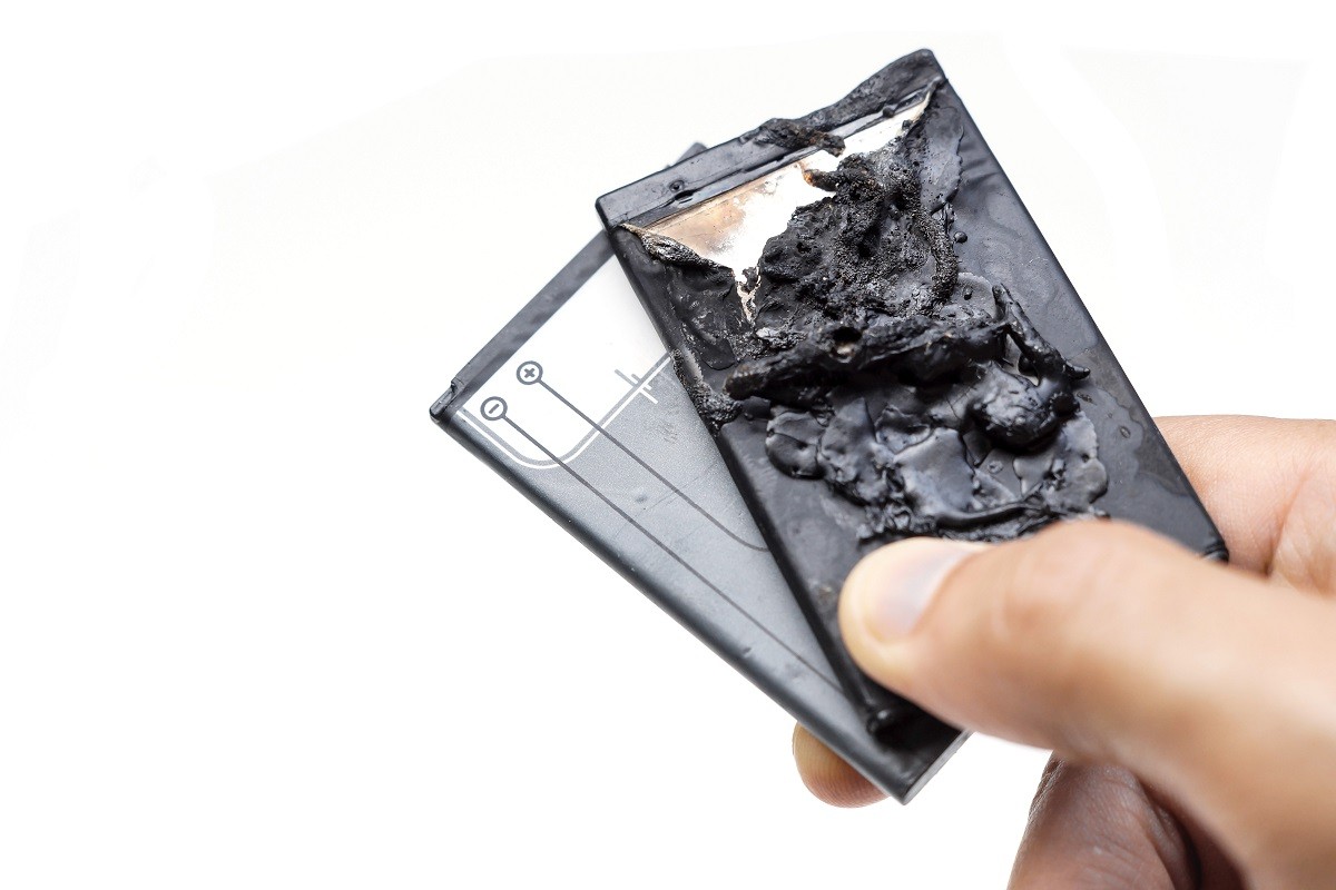A lithium-ion battery that caught fire