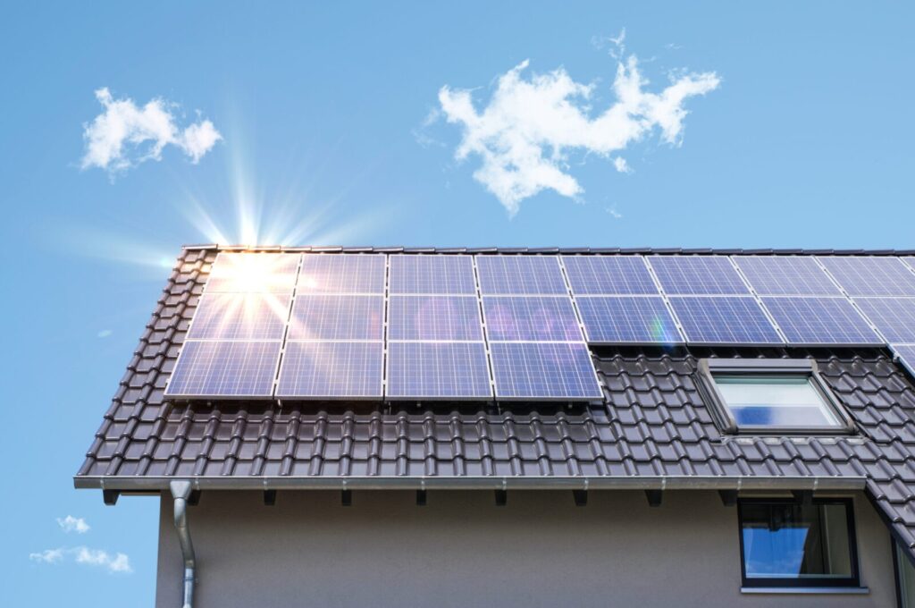 solar panels on a roof