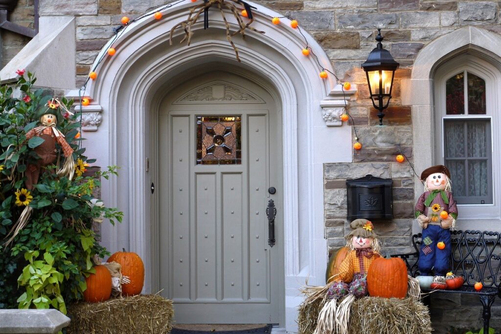 Halloween decorations on a front porch